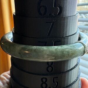 Green Jade Nephrite-Style Bangle Bracelet – Mottled Stone, Solid & Heavy